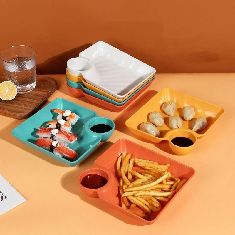 Multifunctional Durable Eco-Friendly PP Plastic Serving Plate - 4Pcs