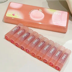 HiVi 10 Pcs Peach Soft Light Matte Lipstick Set