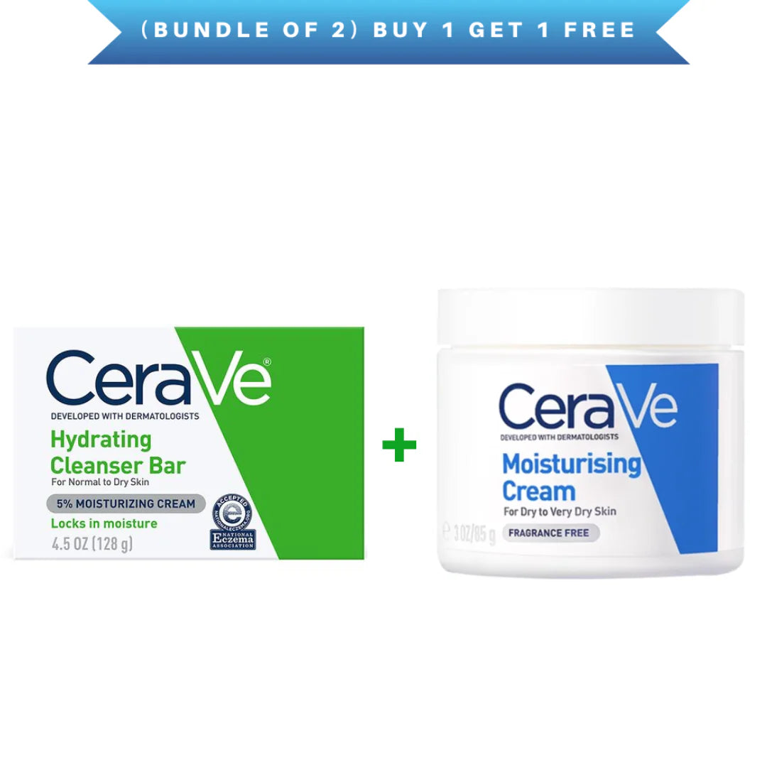 Cerave (Bundle of 2) Moisturizing Cream with Hydrating Cleanser Bar
