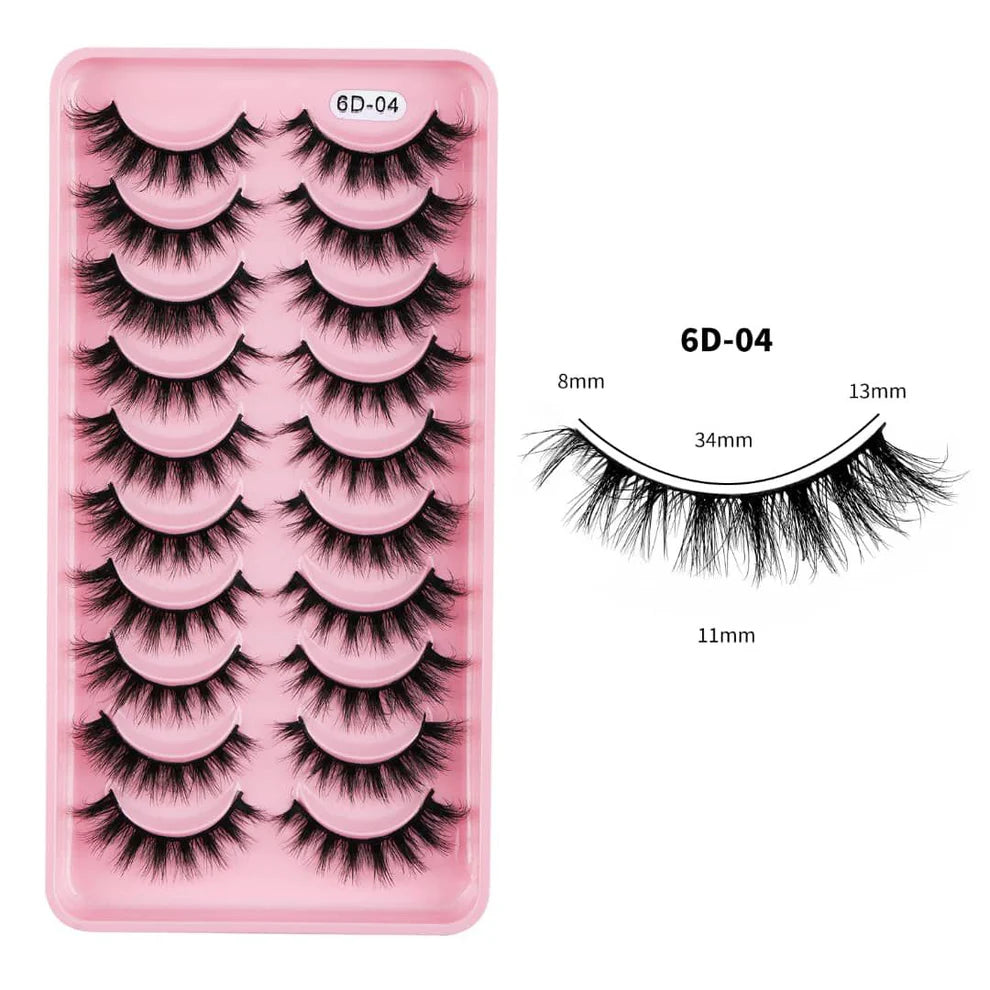 10 Pairs Mink Eyelashes 6D-04