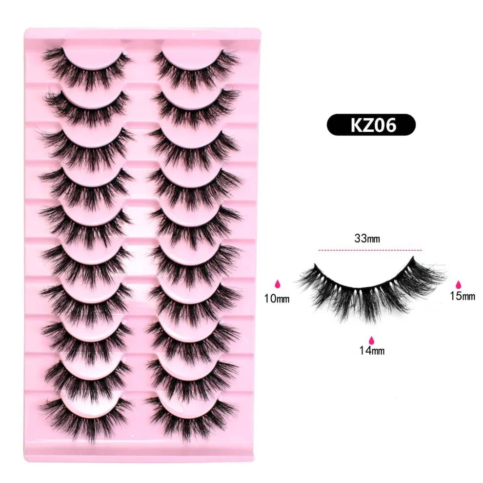 10 Pairs Mink Eyelashes KZ06