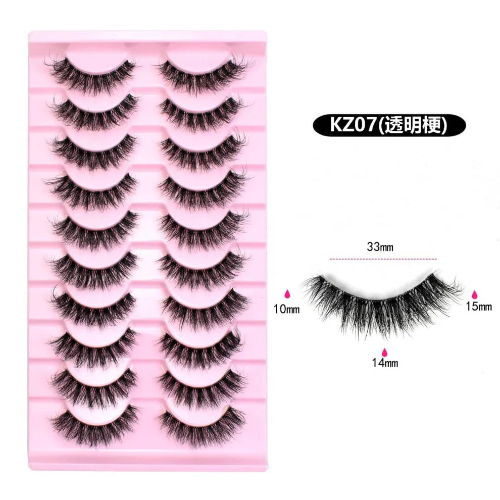10 Pairs Mink Eyelashes KZ07