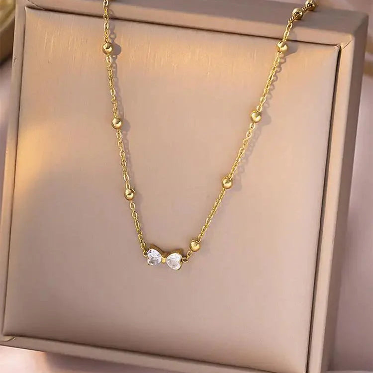 bow zircon Necklace