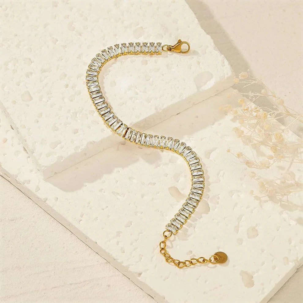 Stainless Steel Golden Tennis Bracelet - Each