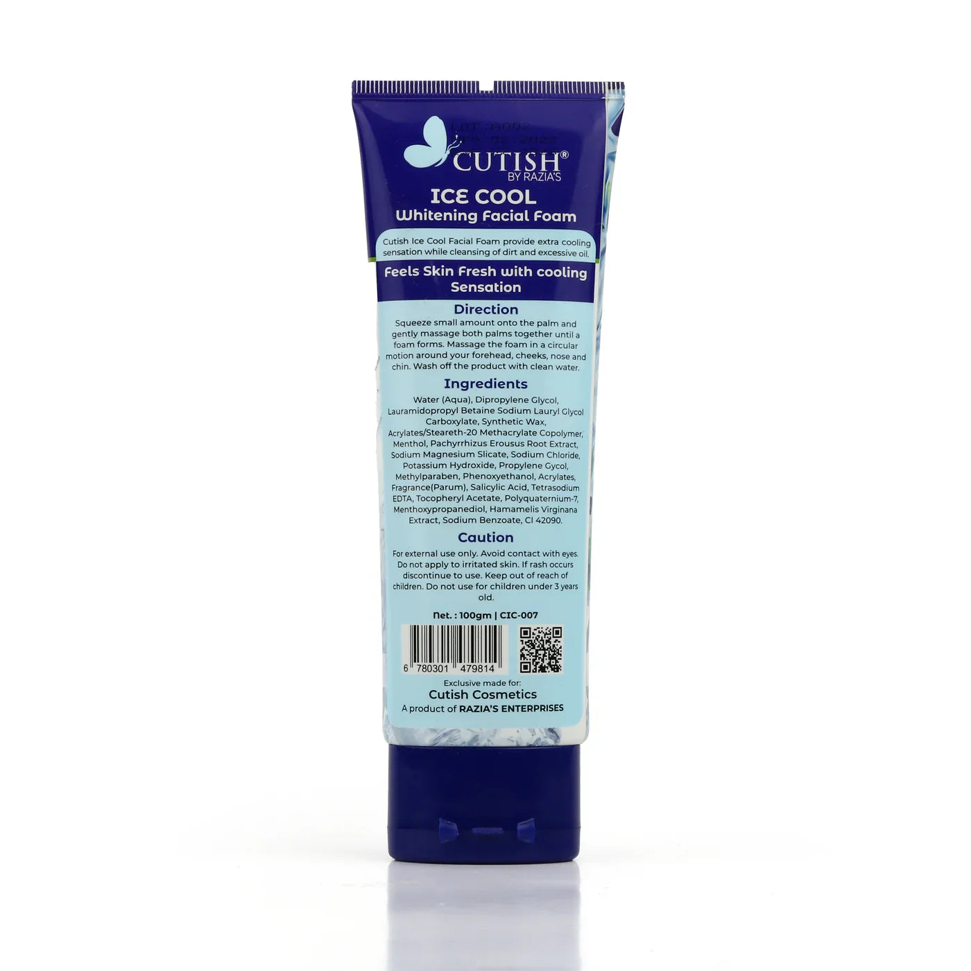 Cutish Ice coal Whitening Facial Foam - 100g