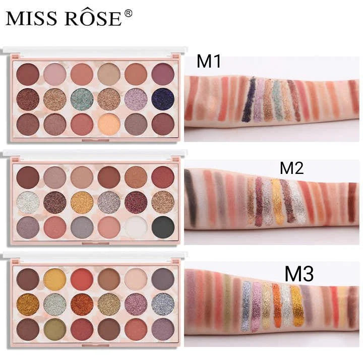 Miss Rose 12 Color Eyeshadow & 6 Color Glitter Palette