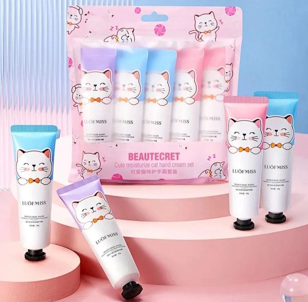 Loufmiss 5Pcs Cute Cat Hand Cream Set