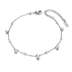 Stainless Steel Minimalist Beaded Bracelet - Polished Sterling Silver - Each