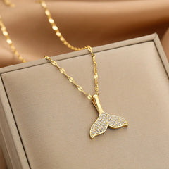 Gold-Tone Mermaid Tail Pendant Necklace