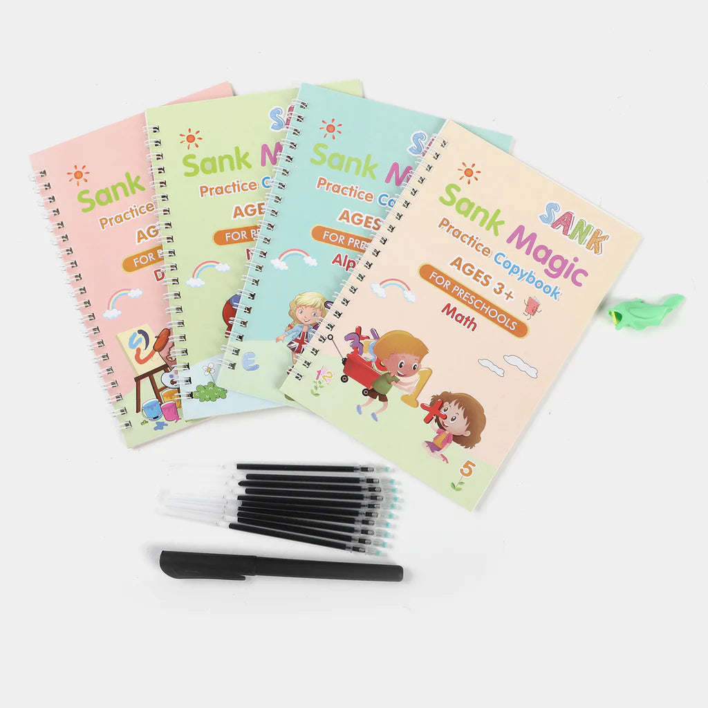 Sank Magic Practice Copybooks with Magic Pen - 10 Refills( Pack Of 4 )