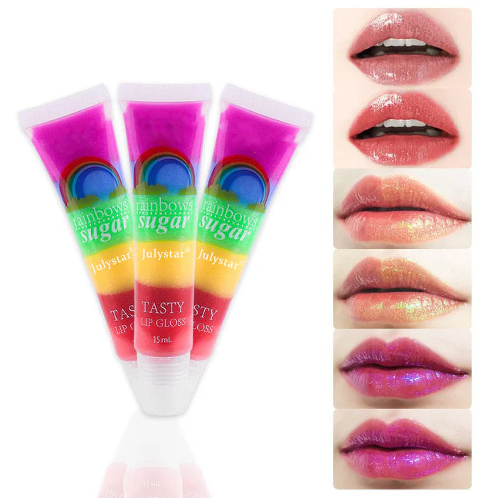 JULYSTAR 1Pcs Rainbow Sugar Tasty Lip Gloss