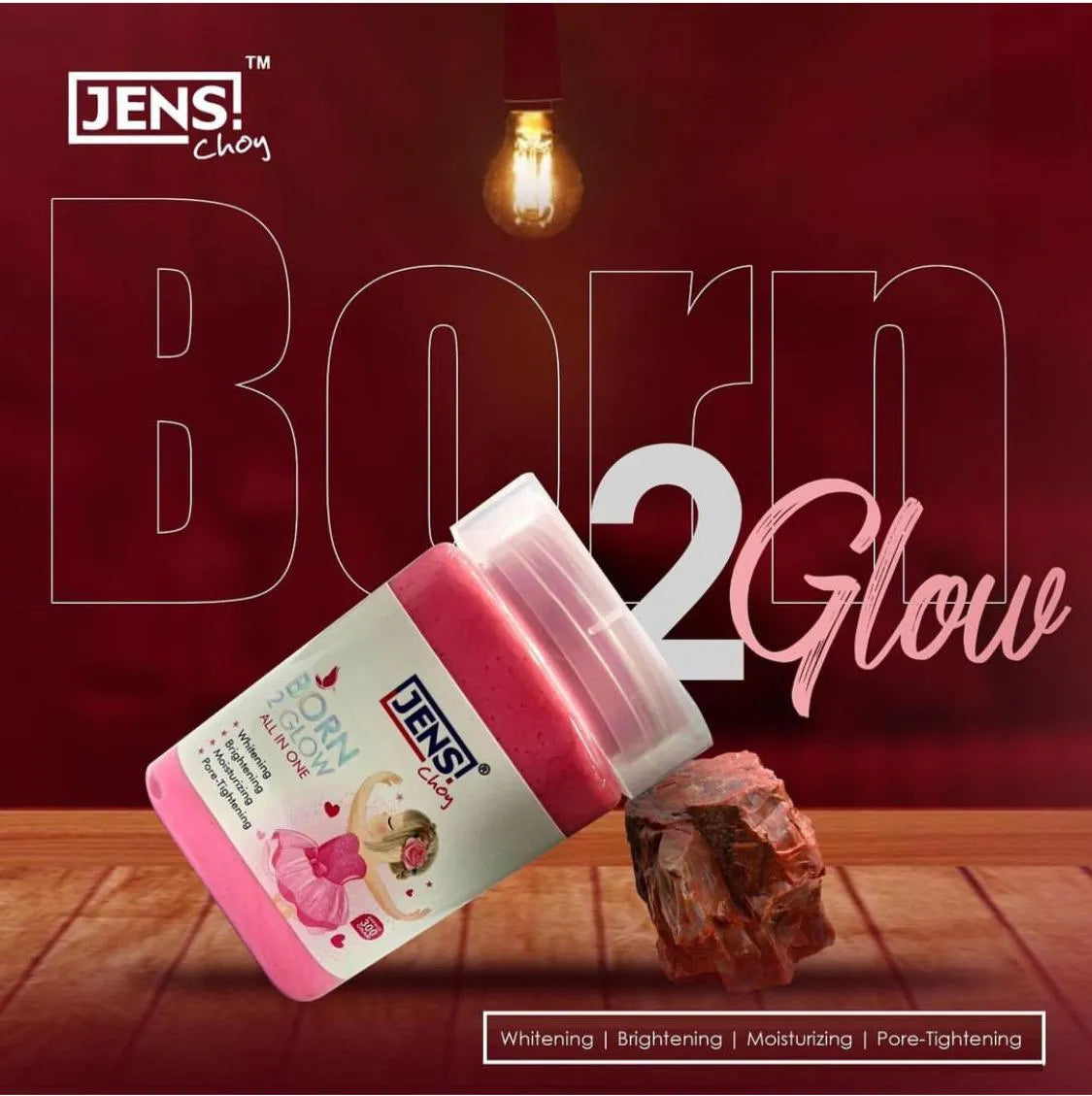 Jens Choy Born To Glow All in One Pink Whitening Facial Jar