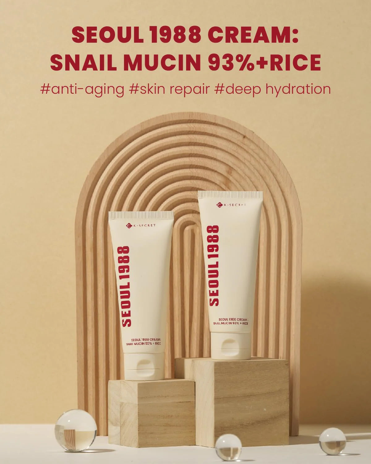K-Secret Seoul 1988 Snail Mucin 93% + Rice Cream  - 100ml - Made in Korea
