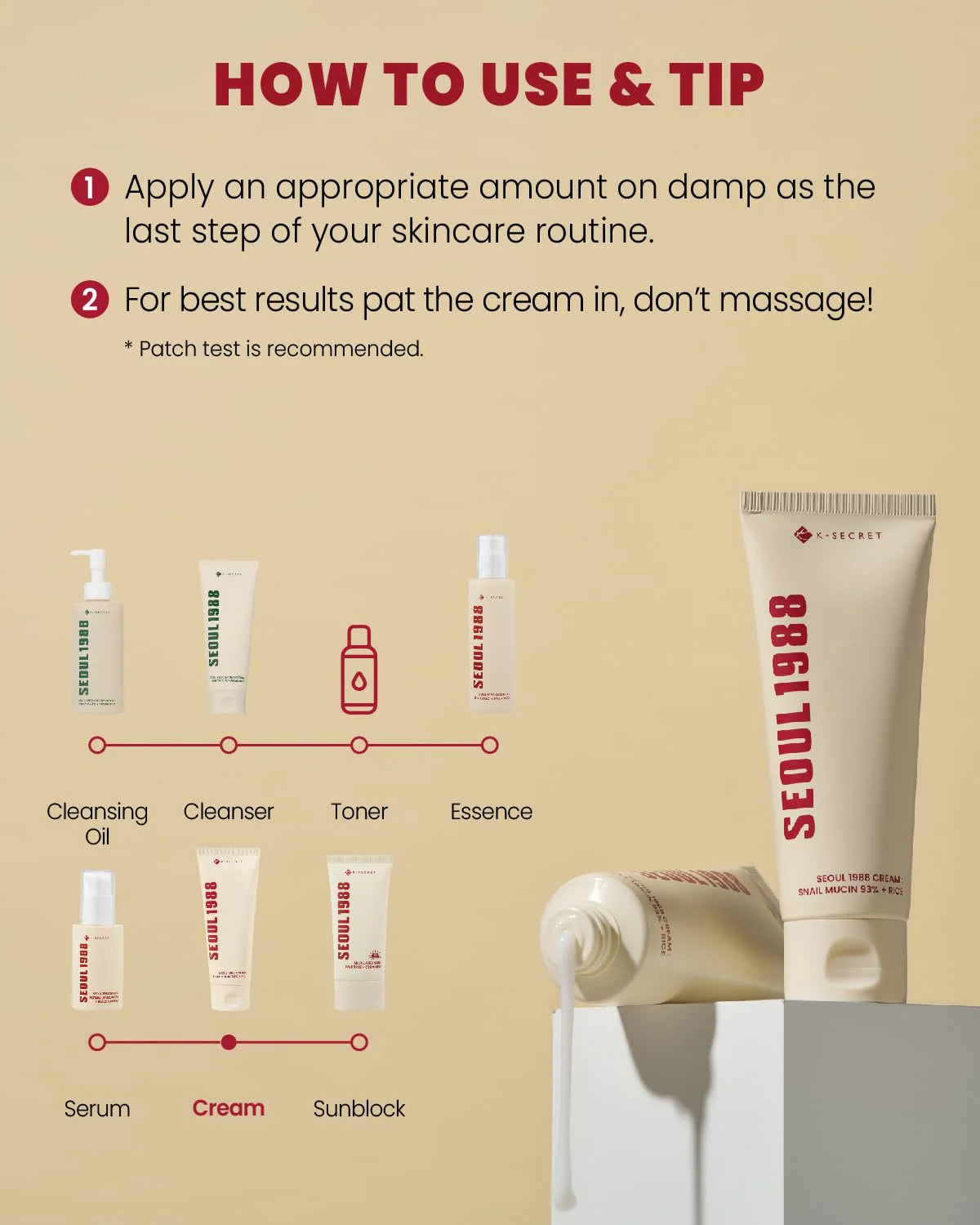 K-Secret Seoul 1988 Snail Mucin 93% + Rice Cream  - 100ml - Made in Korea