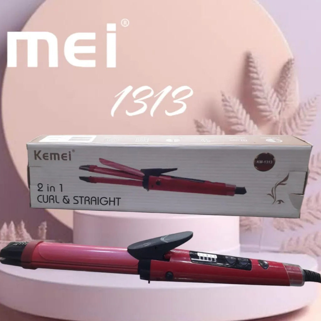 Kemei 2 in 1 Hair Straightener and Curling Iron Clipper Wand