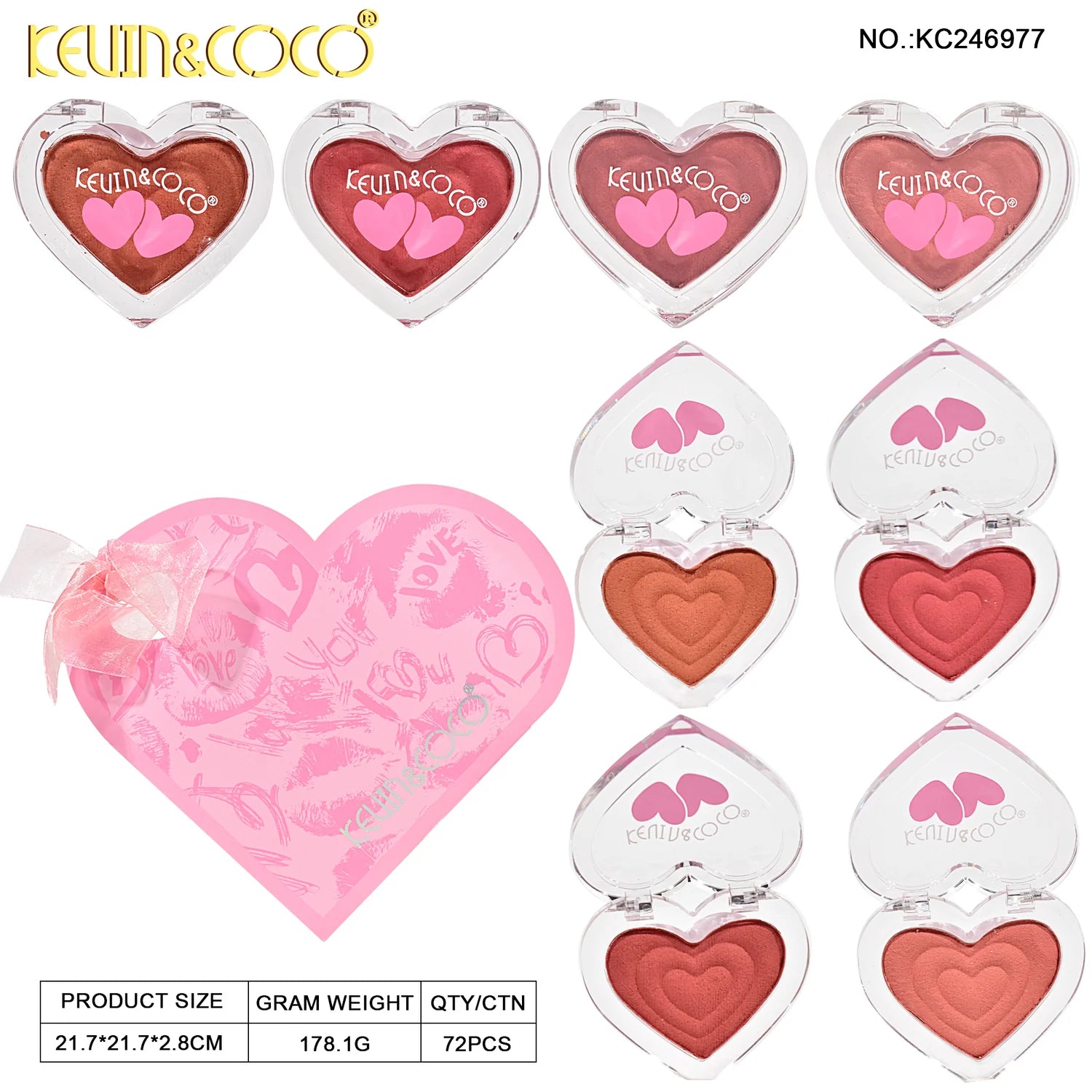 Kevin & coco 4-COLOR Heart Shape Box Airy Mousse Blush