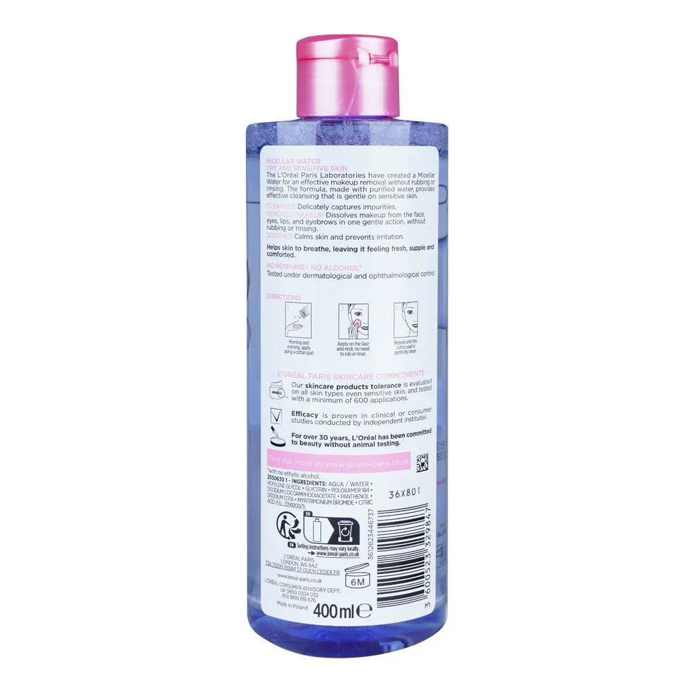 L'Oreal Micellar Water Make-up Cleanser, For Dry & Sensitive Skin - 400ml