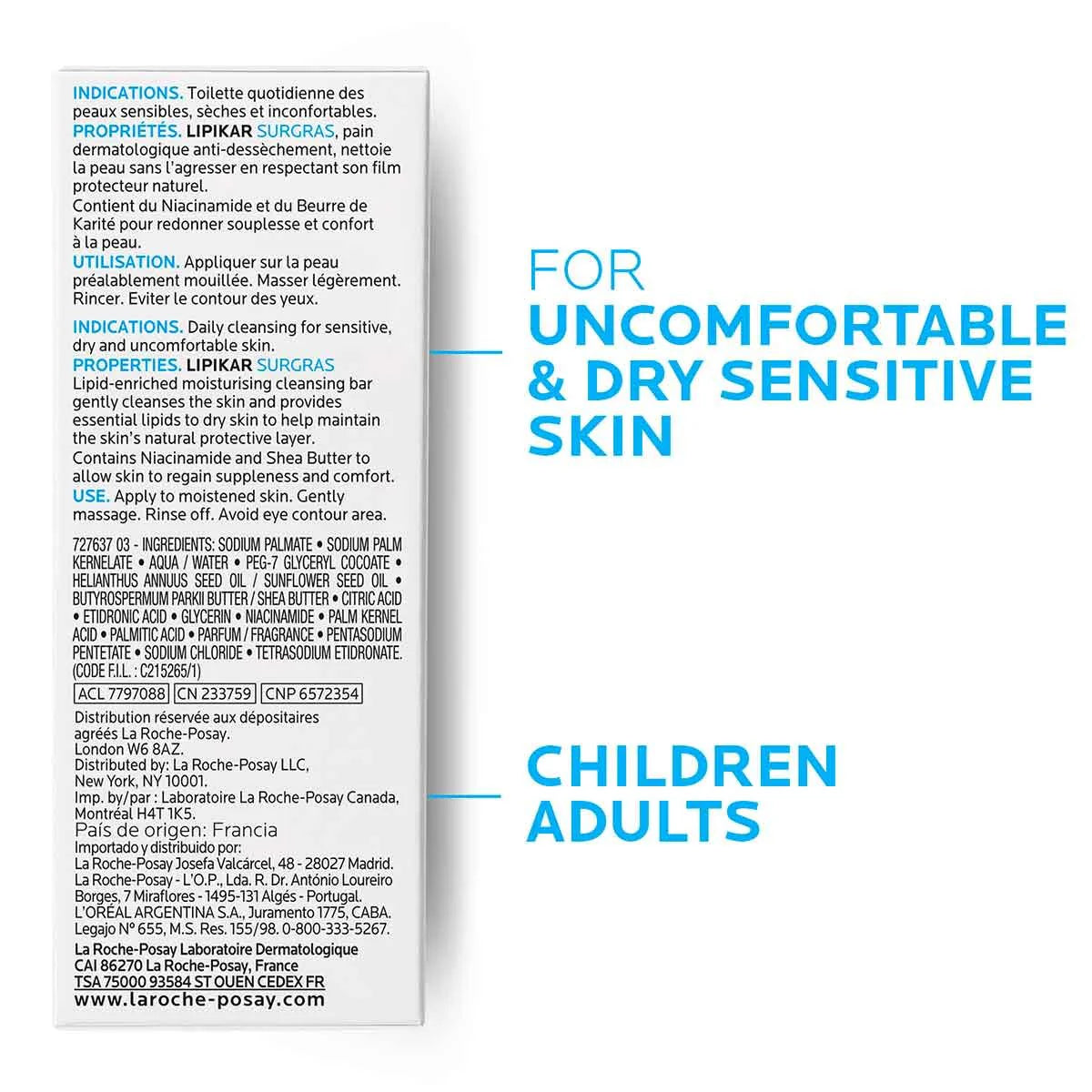 La Roche-Posay Lipikar Surgras Anti-Dryness Cleansing Bar Soap 150g