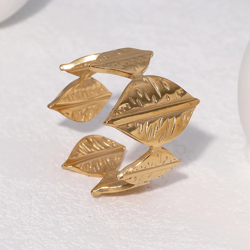 Stainless Steel Leaves Open Rings - Each