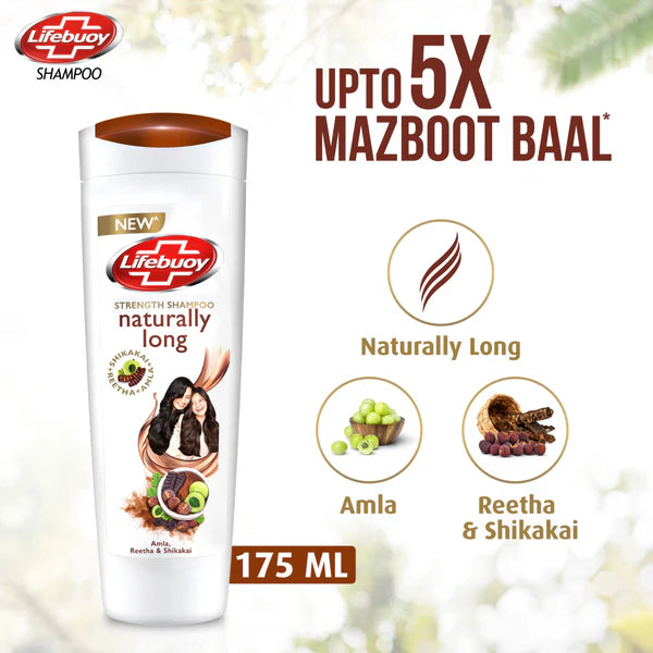 Lifebuoy Naturally Long Amla Reetha & Shikakai Strength Shampoo, 175ml