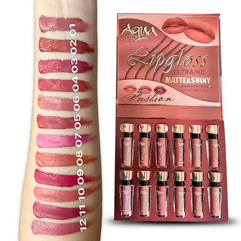 Aqua Color Line 12 Pieces Lip Gloss