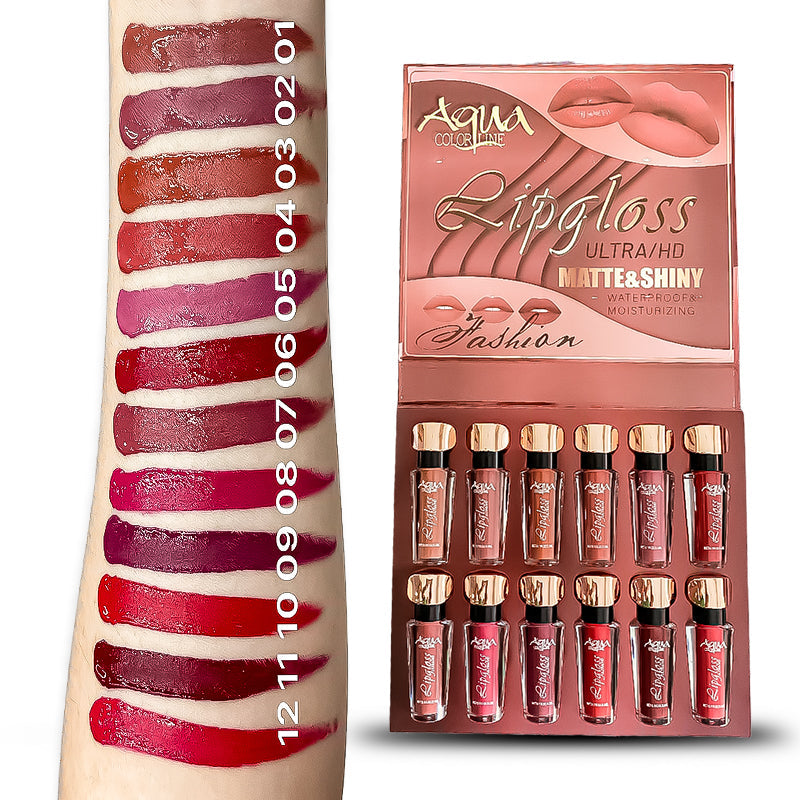 Aqua Color Line 12 Pieces Lip Gloss
