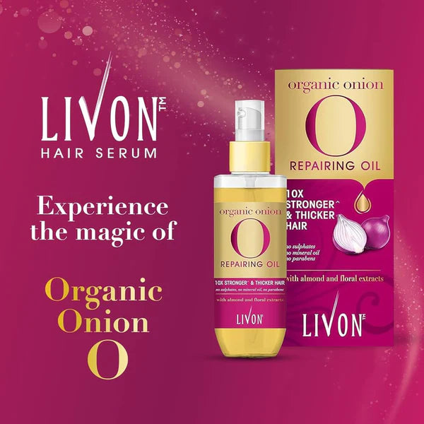 Livon Organic Onion Repairing Serum Oil For Stronger and Thicker Hair - 100ml