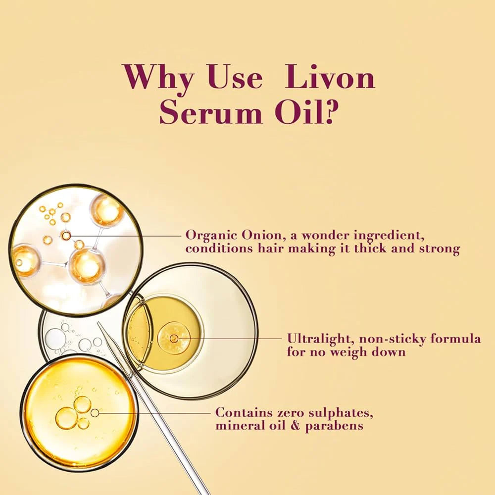 Livon Organic Onion Repairing Serum Oil For Stronger and Thicker Hair - 100ml