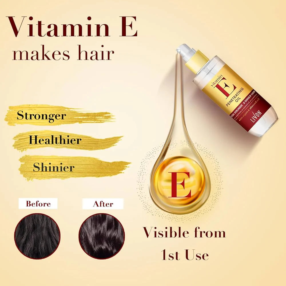 Livon Vitamin E Penetrating Serum Oil For Stronger & Thicker Hair - 100ml