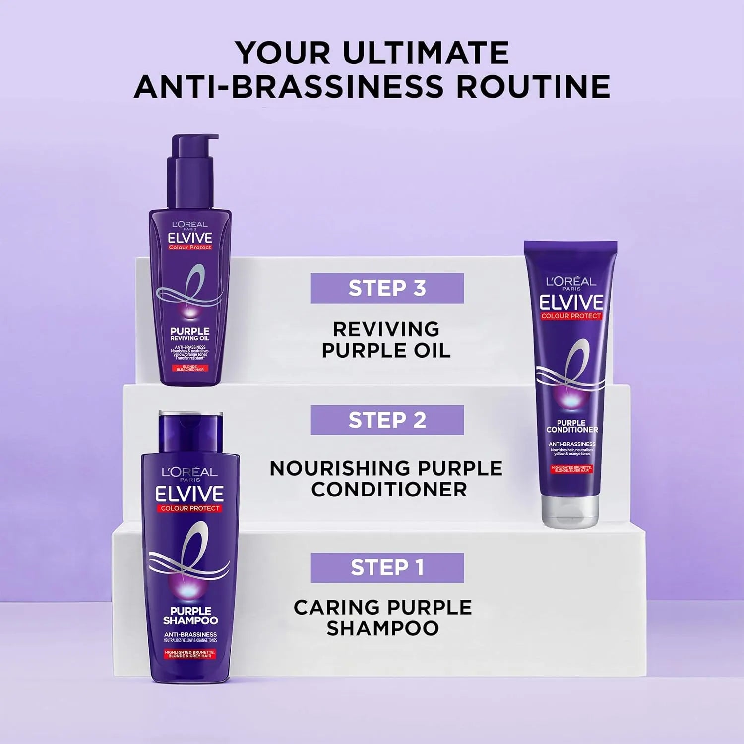 Loreal Paris Elvive Colour Protect Anti-Brassiness Purple Hair Oil - 100ml