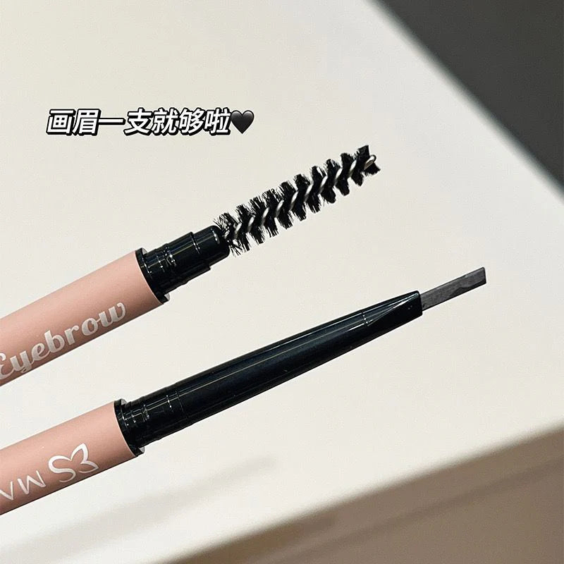 MANSLY 2 In 1 Eyebrow Pencil Natural Waterproof Smooth For Outlining Makeup Tool