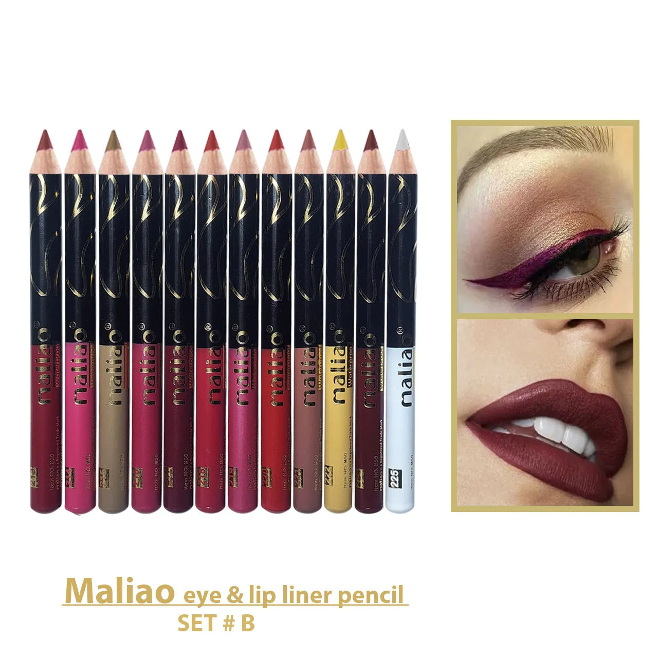 Maliao 12 Pcs Eye & Lip Liner Pencil
