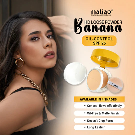 Maliao Banana HD 2 IN 1 Oil-Control Face Powder Compact - Matte Finish