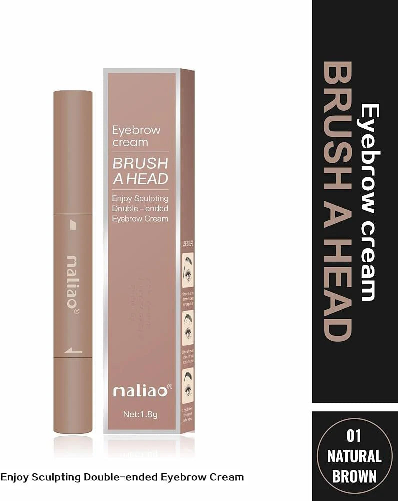 Maliao Eyebrow Cream Brush a Head Enjoy Sculpting Double-ended Eyebrow Cream 1.8g