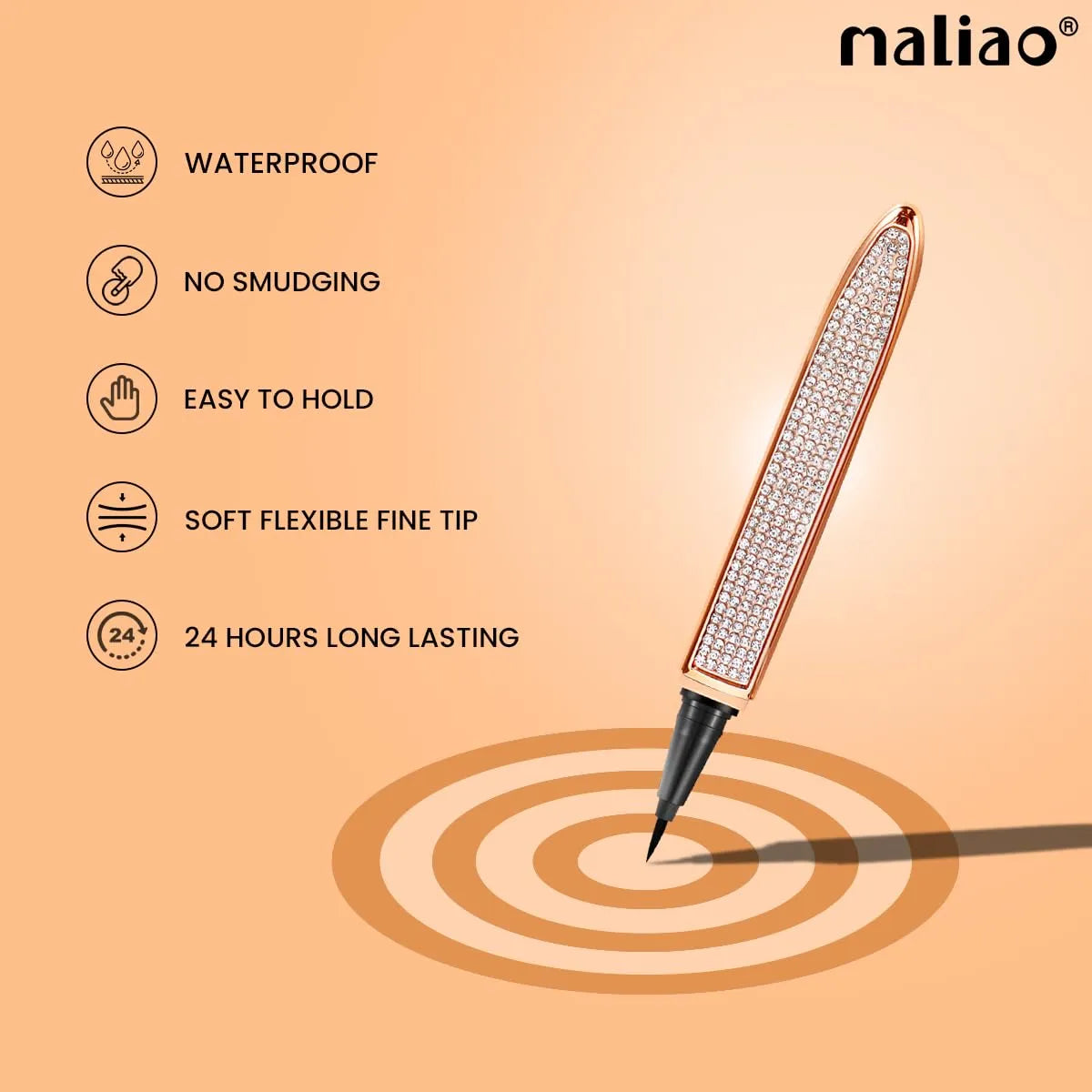 Maliao Ultimate Liquid Eyeliner - 24Hrs Long-Lasting, Waterproof, No Flaking, No Smudging