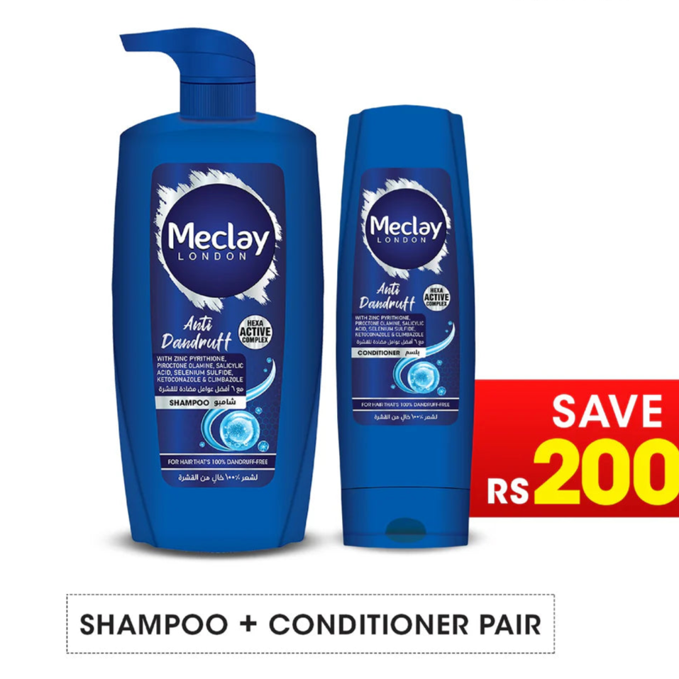 Meclay London Anti Dandruff Shampoo 660ml + Conditioner Pair Box (Save Rupees 200)