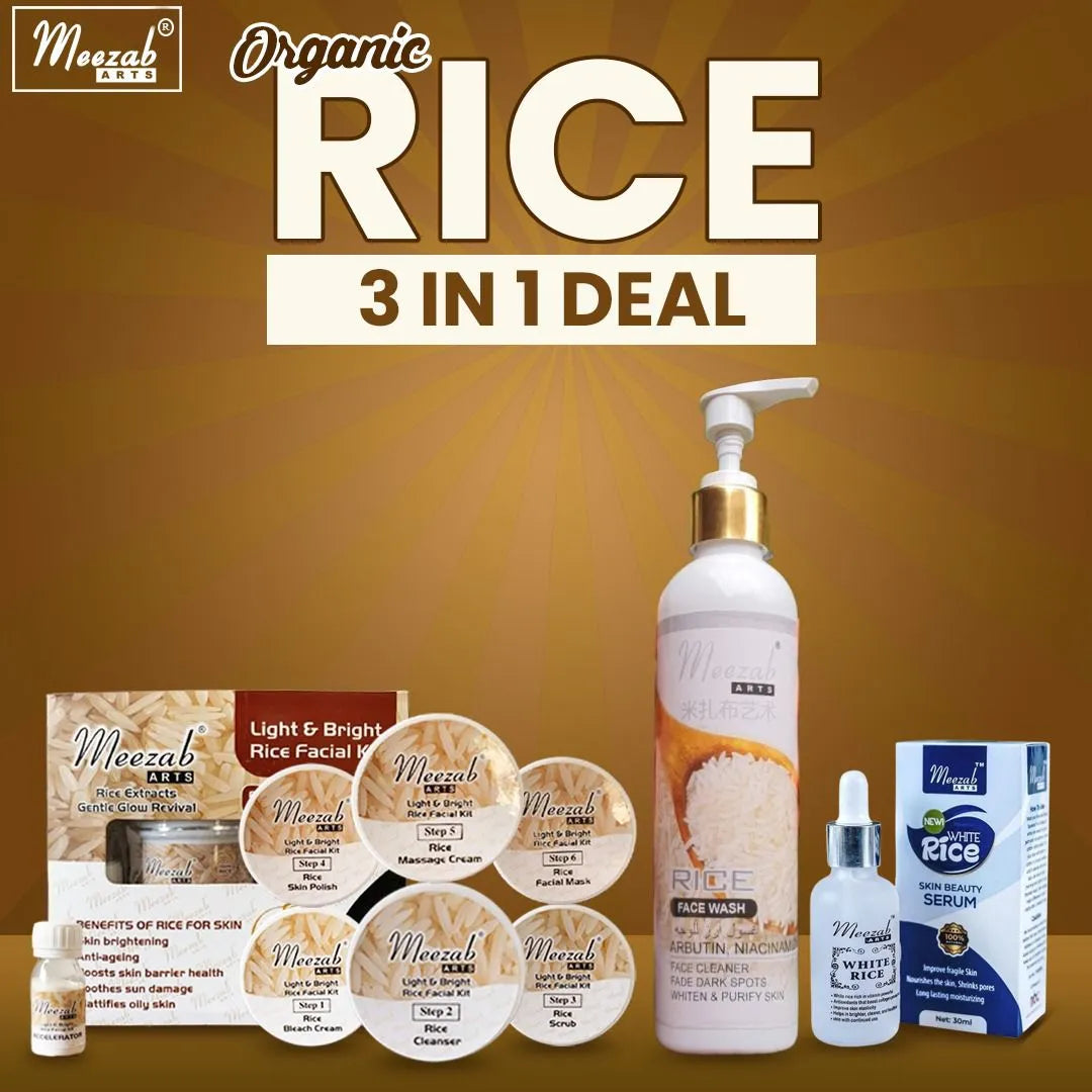 Meezab Arts 3 in 1 Organic Rice Facial Kit