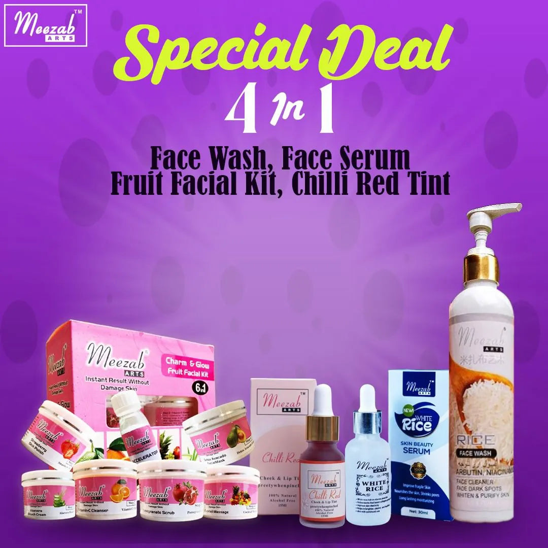 Meezab Arts 4 in 1 Organic Rice Facial Kit