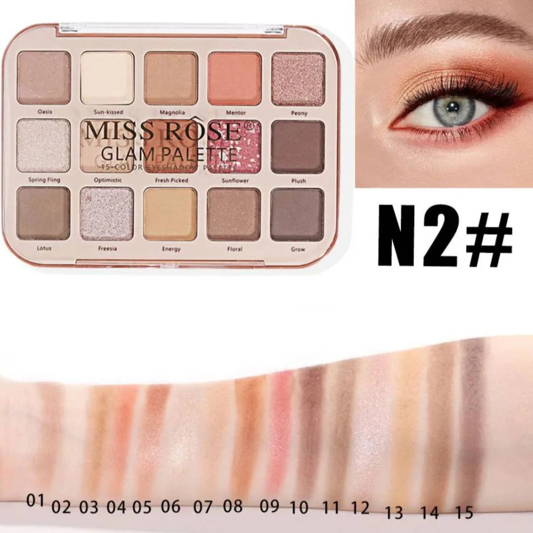 Miss Rose Glam Eyeshadow Palette -  15 Color