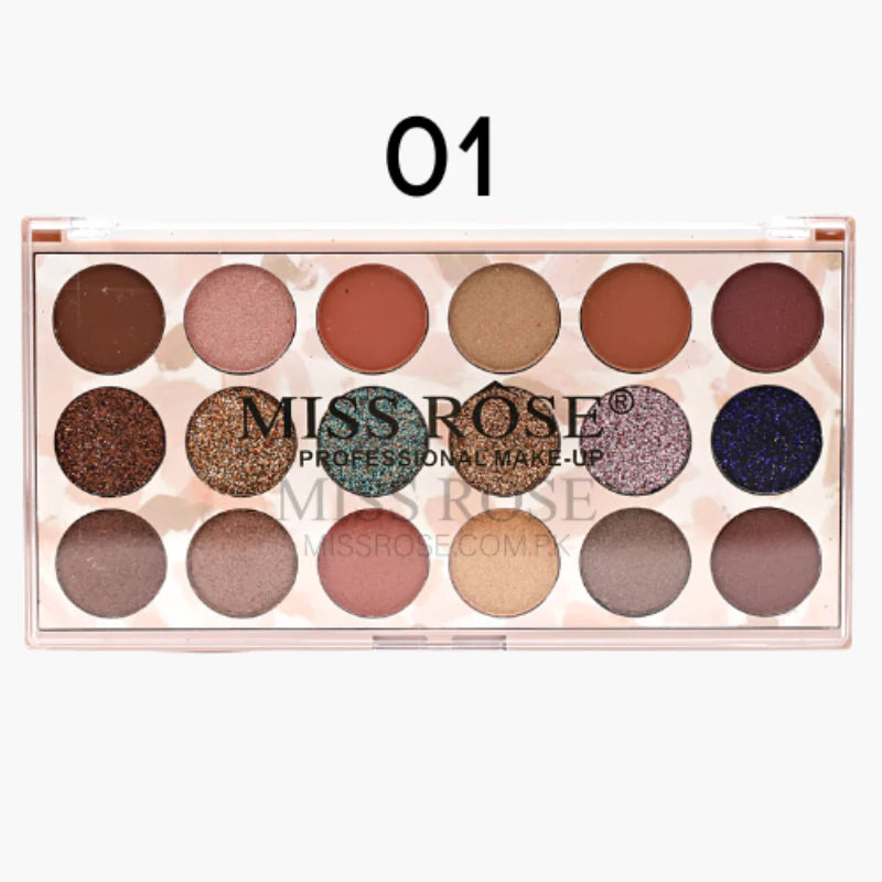 Miss Rose 12 Color Eyeshadow & 6 Color Glitter Palette