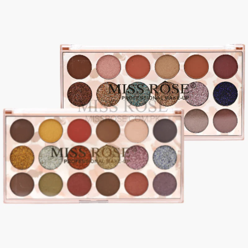 Miss Rose 12 Color Eyeshadow & 6 Color Glitter Palette