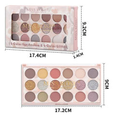 Miss Rose 12 Color Eyeshadow & 6 Color Glitter Palette