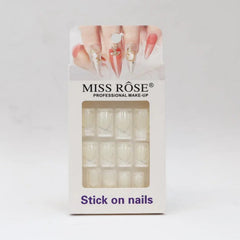 Miss Rose Stick on French Nails Pack
