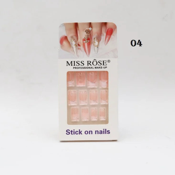 Miss Rose Stick on French Nails Pack