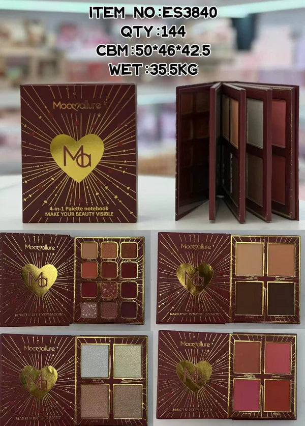 Mocallure 4 in 1 Red Mini beauty book palette