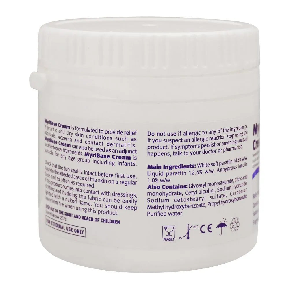 MyriBase White Soft Paraffin Dry Skin Conditions Fragrance-Free Cream, 125g