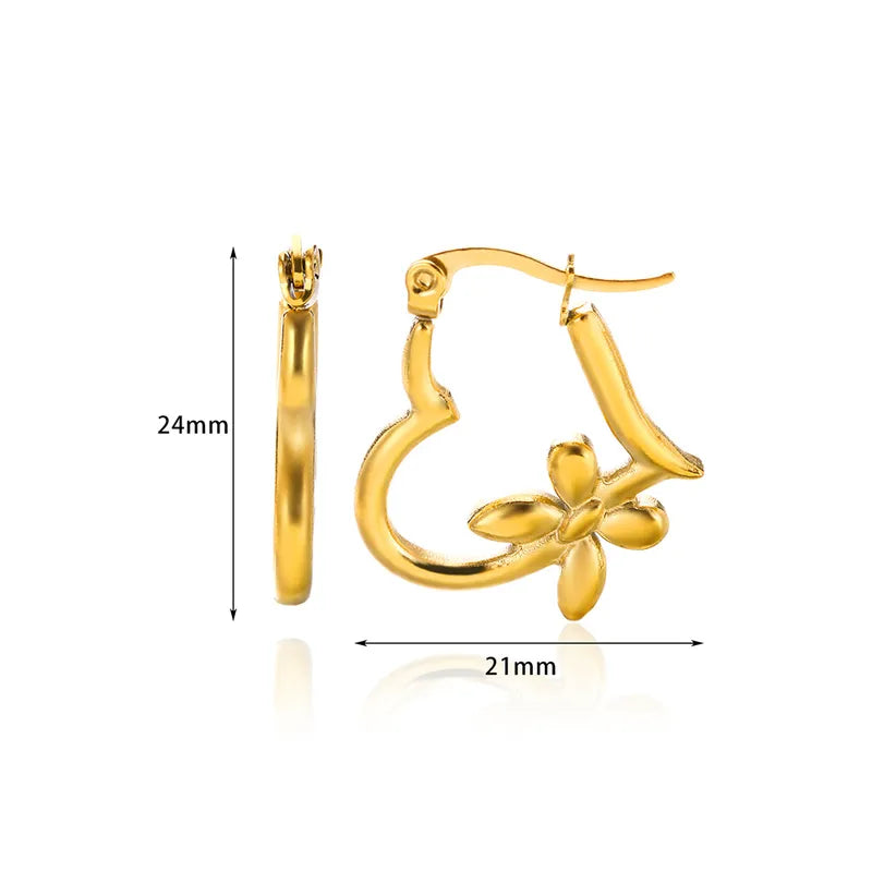 Stainless Steel Butterfly Heart Earrings - Each Set