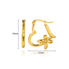 Stainless Steel Butterfly Heart Earrings - Each Set