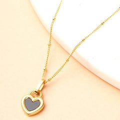 Gold Plated Black Heart Pendant Chain Necklace