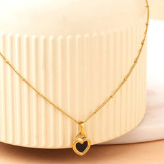 Gold Plated Black Heart Pendant Chain Necklace